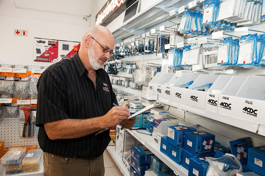 Electrical wholesaler doing an inventory