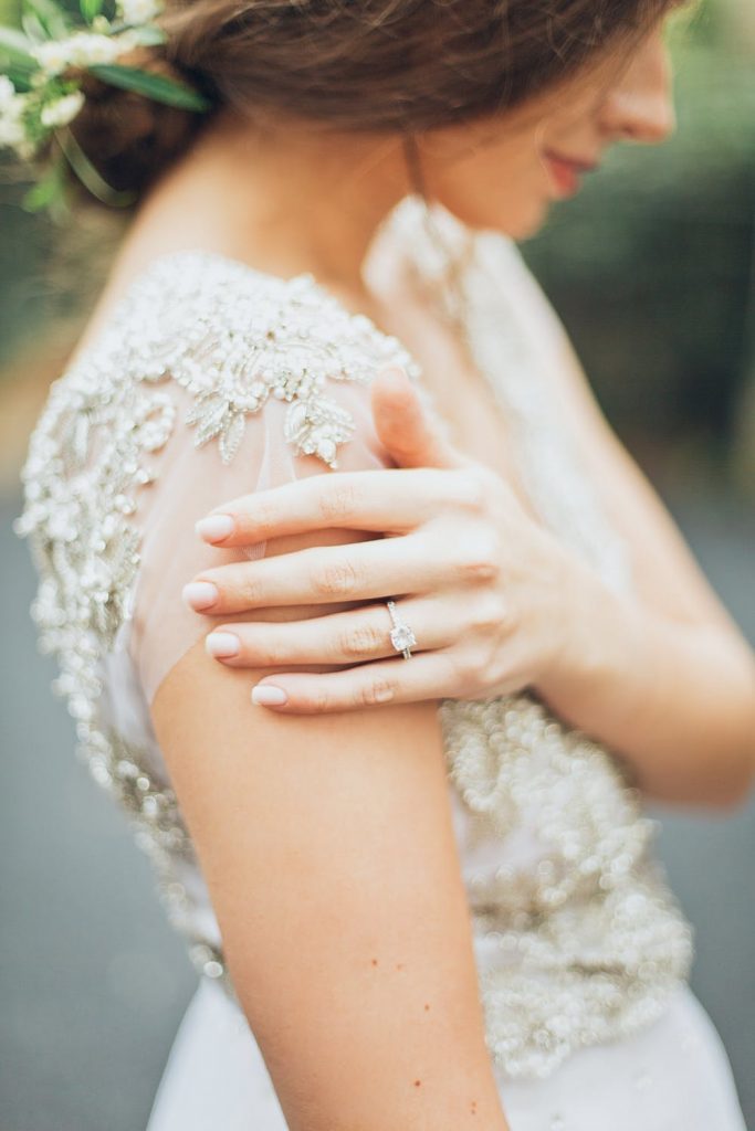 Bride and her diamond wedding ring made in Melbourne